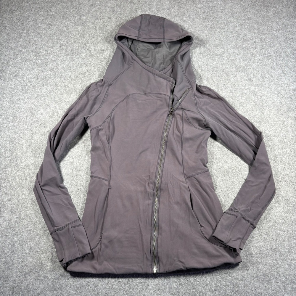 Lululemon Asymmetrical Zip Every Journey Hoodie Jacket Purple Grey Women Size‎ 8